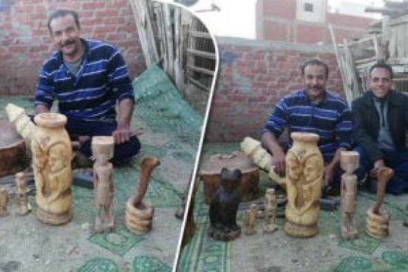 "مفيش مستحيل".. أحمد يتحدى إعاقته بنحت تماثيل خشب على سطح منزله ببنى سويف.. ويؤكد: أصبت...