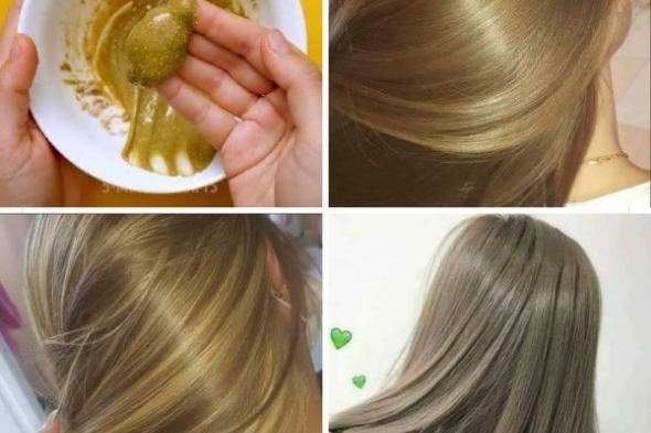 طريقة إبداعية لتلوين الشعر أشقر رمادي في البيت بصبغة من مواد طبيعية 100% ونتيجة مضمونة
