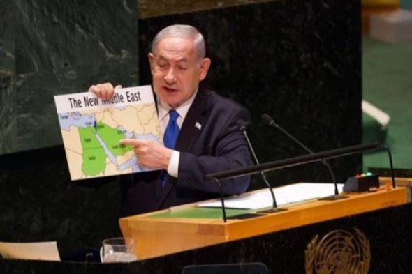 اتفرج ..بنيامين نتنياهو يكشف خريطة لشرق أوسط جديد بعد السلام مع السعودية!!