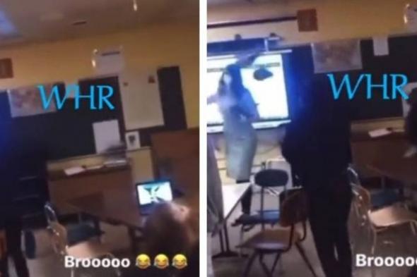 فيديو يحبس الانفاس.. طالبة غاضبة تهشم رأس معلمتها وتسقطها داخل الفصل