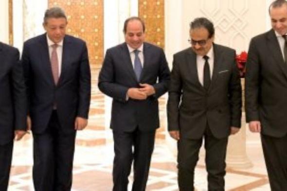 شاهد استقبال الرئيس السيسى لحازم عمر وفريد زهران وعبد السند يمامة بالاتحادية