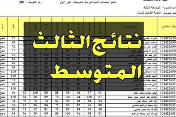 اعرف نتيجتك الآن… نتائج الثالث المتوسط الدور الأول 2024 في العراق حسب الاسم عموم المحافظات