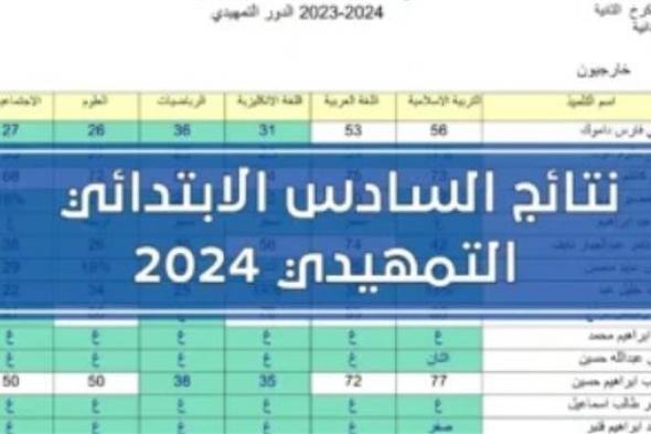 اعرف نتيجتك.. نتائج السادس الإبتدائي التمهيدي 2024 الدور الأول