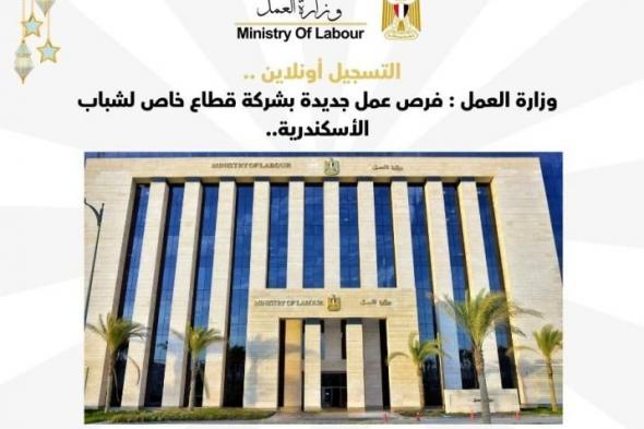 وزارة العمل : فرص عمل جديدة بشركة قطاع خاص لشباب الأسكندرية